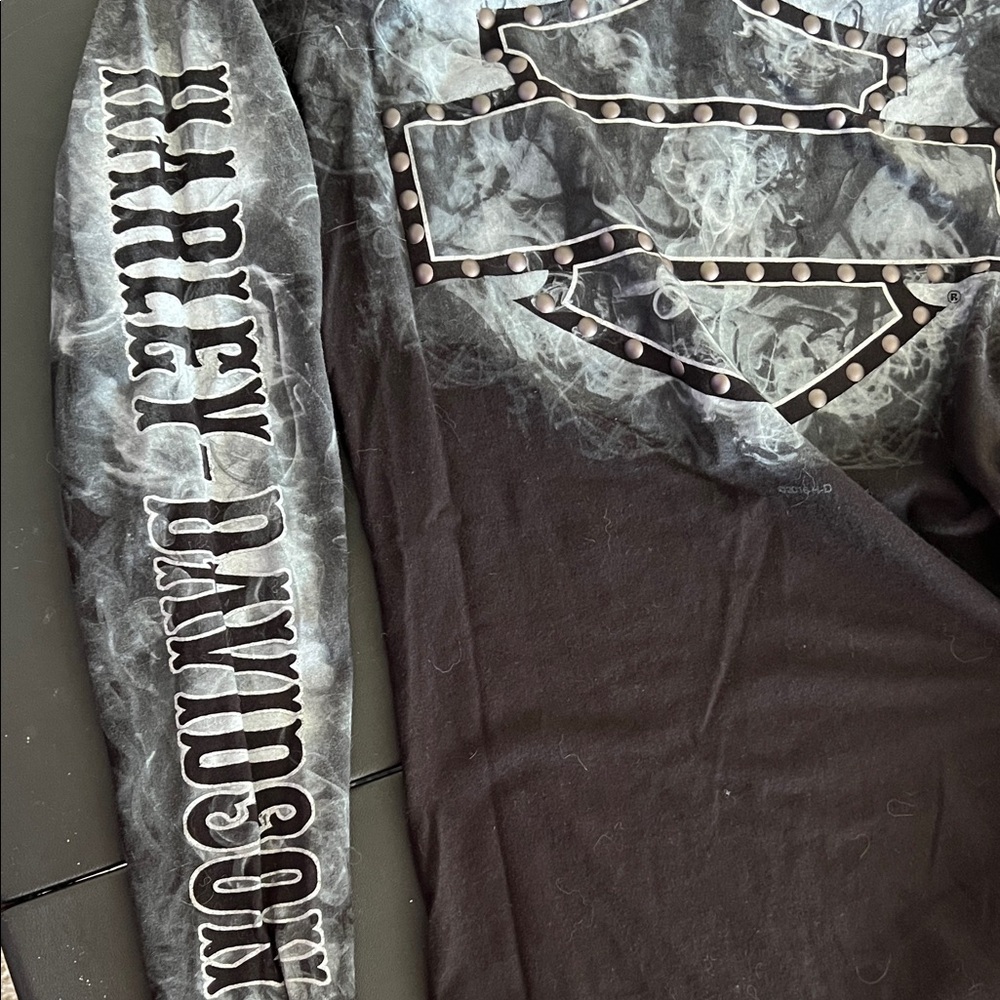 Harley-Davidson Black and Gray Smoke Design Shirt